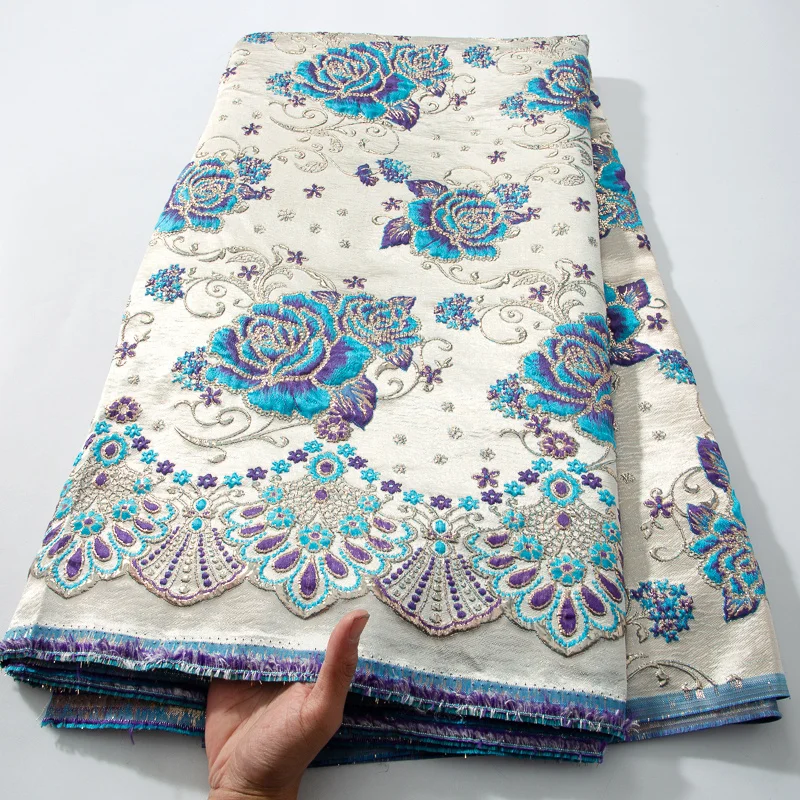 Африканская жаккардовая тюлевая ткань 2024 высокое качество 5 ярдов нигерийская