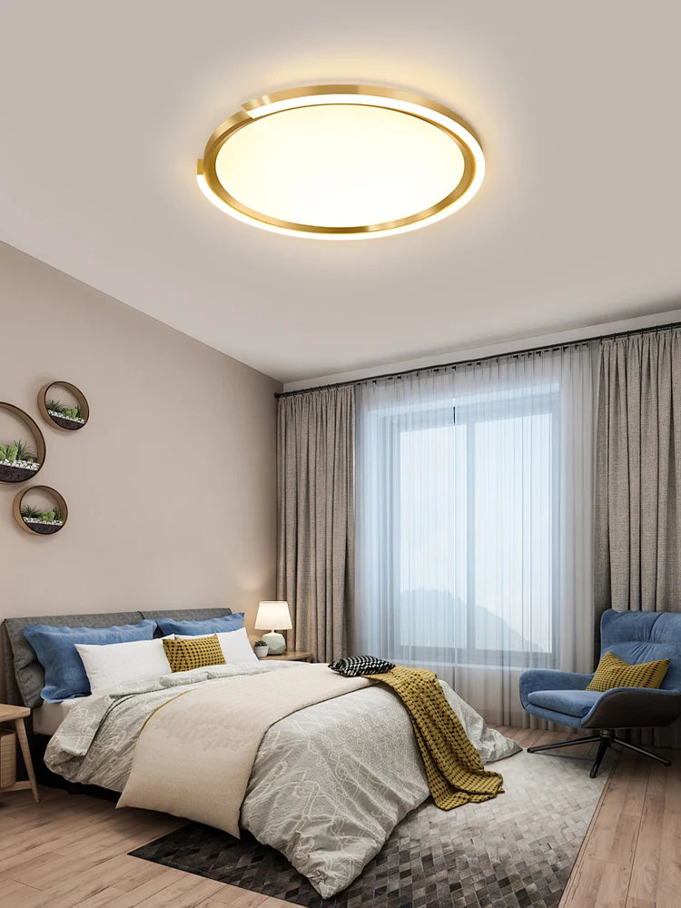 Спальня ультратонкая потолочная фотолампа современная простая круглая теплая