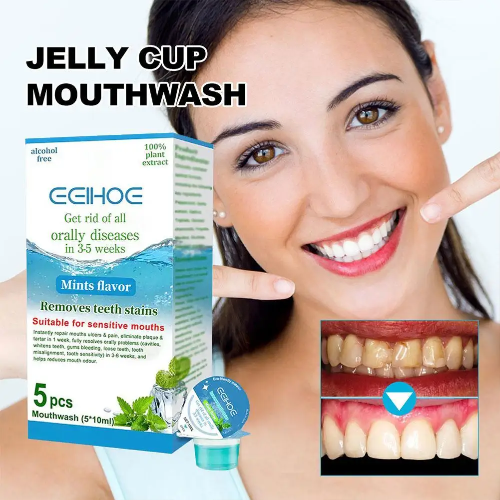 

5Pcs Portable Jelly Cup Disposable Mint Rose Flavor Clean Mouth Jelly Cup Mouthwash Water For Women Men Outdoor Travel