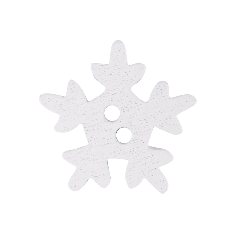 

50 Pcs Christmas Wooden Snowflakes Buttons For Scrapbooking Craft