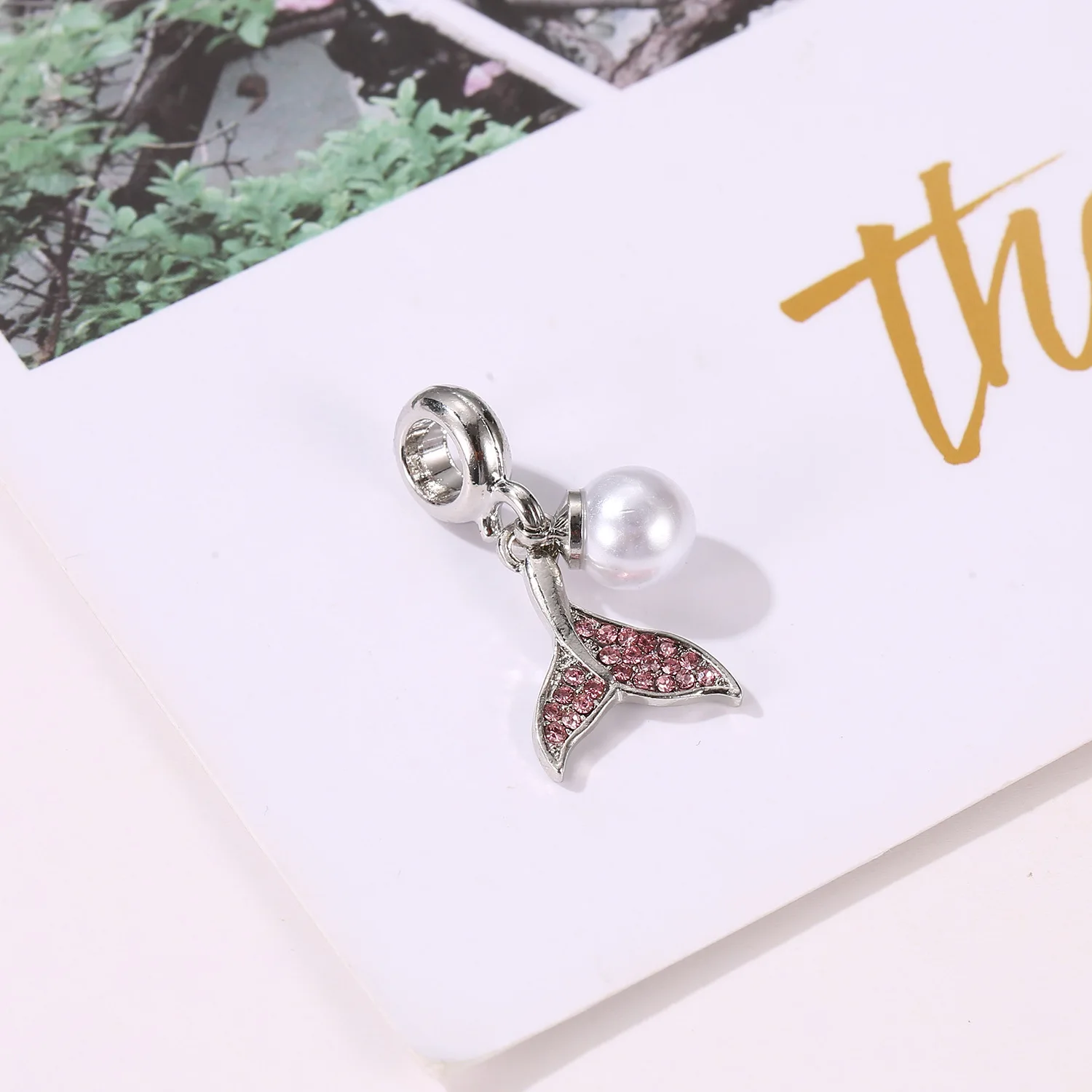 Бусины Серебряного цвета с имитацией жемчуга и рыбьим хвостом Подвески подходят