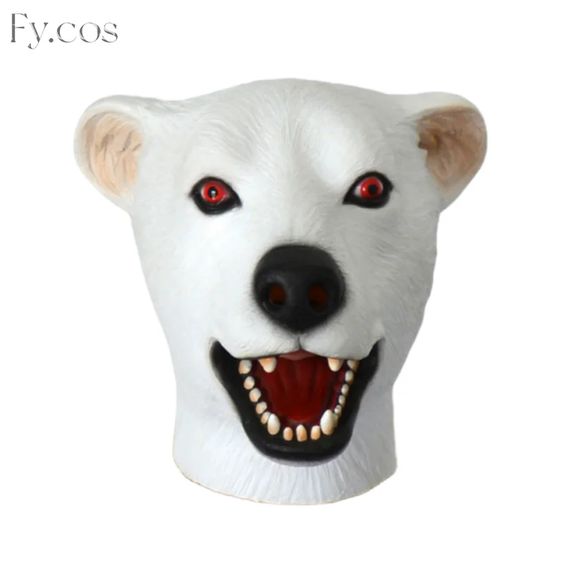 

Костюм белого медведя забавная аниме полярный медведь латексная маска для мужчин животные полное лицо тушь для ресниц страшный Хэллоуин Rave фестиваль наряд для женщин