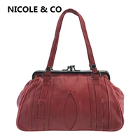 nicole co women genuine leather solid wallet coin purse sheepskin clutch phone bag handbag metal hasp card holder money clip
