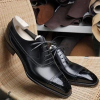 brogue shoes men shoes pu solid color fashion business casual party classic retro pointed toe carved lace up dress shoes cp224