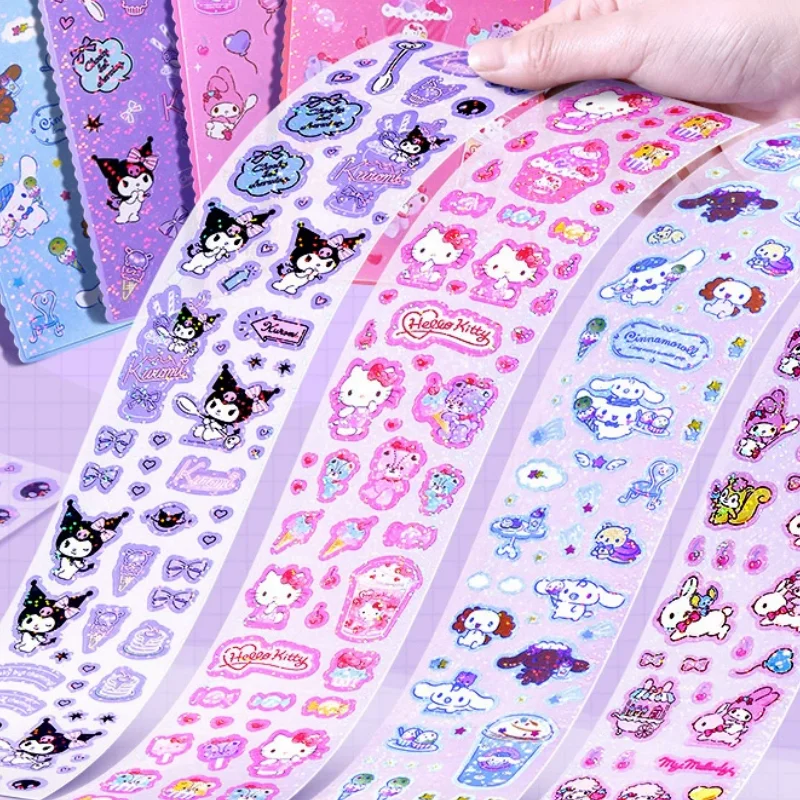 

Sanrio Series Laser Stickers Do Not Repeat Children'S Girl Sticker Set Diy Handbook Material Decorative Cute Full Set Of Sticker