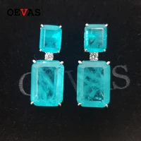 oevas 100 925 sterling silver paraiba tourmaline gemstone drop earrings for women sparkling engagement party fine jewelry gifts