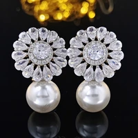 2022 new luxury blossoms simulated pearl earings for women anniversary gift jewelry bulk sell e6479