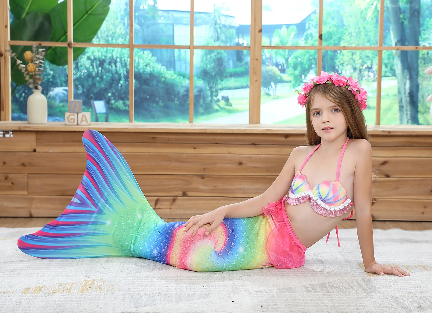 Детская пляжная одежда для косплея маленькой Русалочки женский купальный костюм