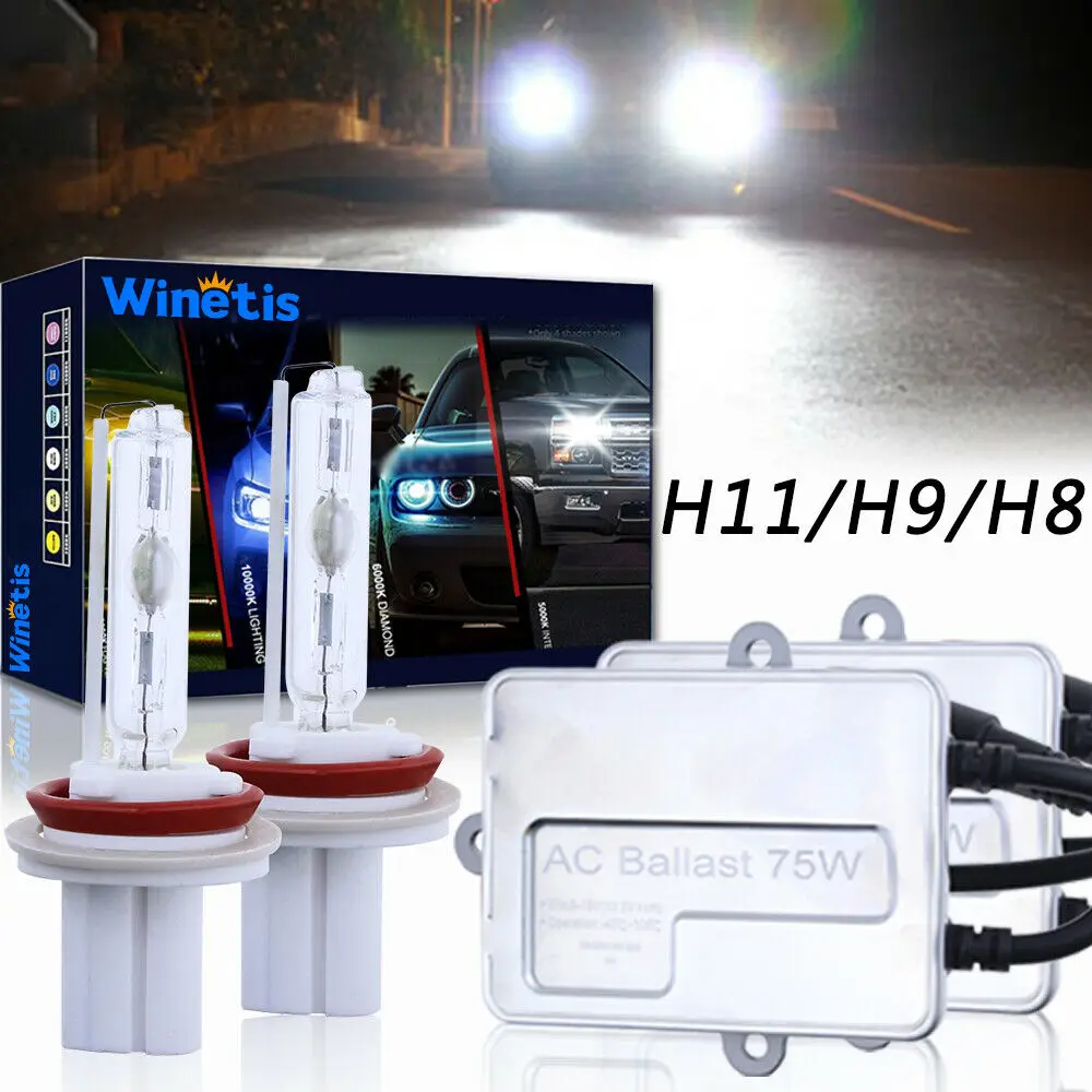 

75W Winetis Hid Xenon Conversion Kit Fog Driving Light H11 H16 H8 6000K Bright