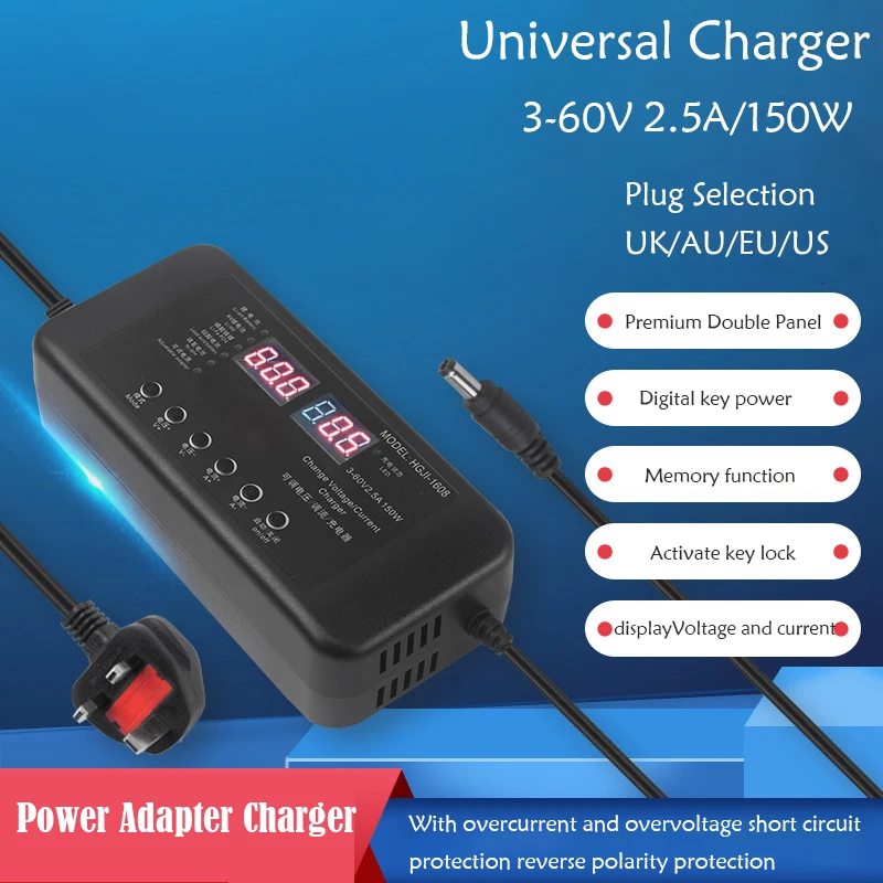 Charger 3v-60v 150w With Display Screen Charger 2.8v 14v 28v 36v 48v 56v 60v Li-ion Battery Charger