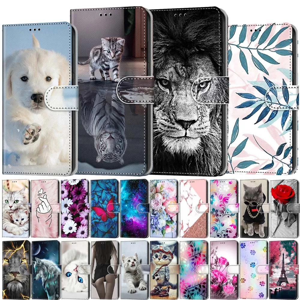 

Lovely Cat Flower Painted Case For Redmi 4A 4X 5 5A 5 Plus 6 Pro 6A 7 7A Wallet Flip Leather Card Holder Stand Phone Cover