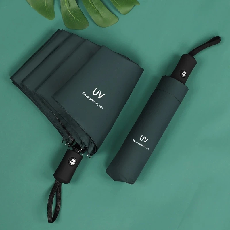 

High Quality Fully Automatic UV Umbrella Sunscreen Anti-UV Sun Umbrella Three-fold 8Ribs Rain Umbrella Folding Umbrella Sunshade