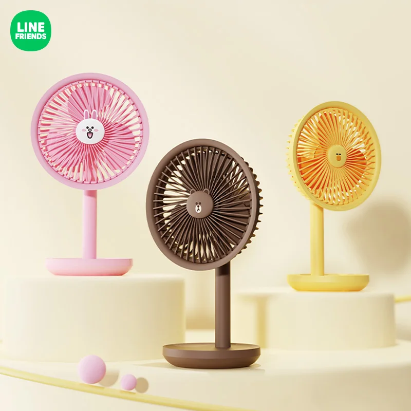 

Line Friends Brown Bear Anime Desktop Fan Student Dormitory Ultra-Quiet High Wind Shaking Head Cartoon Fans Kawaii Kids Gifts