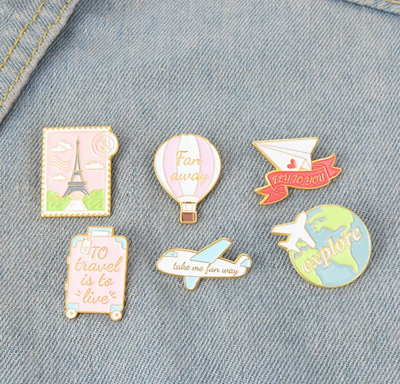 Travel Life Enamel Pins Custom Postage Suitcase Brooch Lapel Badge Bag Cartoon Journey Jewelry Gift for Kids Friends images - 6