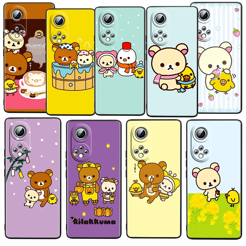 

Anime Cute Rilakkuma For Honor 60 50 30 20 Pro Plus 5G 4G Magic3 Play5 5T TPU Soft Silicone Black Phone Case Fundas Coque Cover