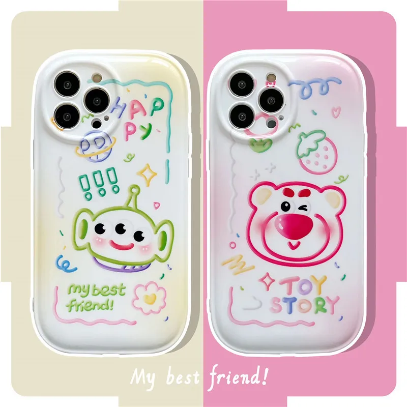 

Creative Fresh Graffiti Oval Air Cushion Cartoon Cute Animal Cover for IPhone 11 12 13 Pro Shockproof Phone Case IPhone 13 Case