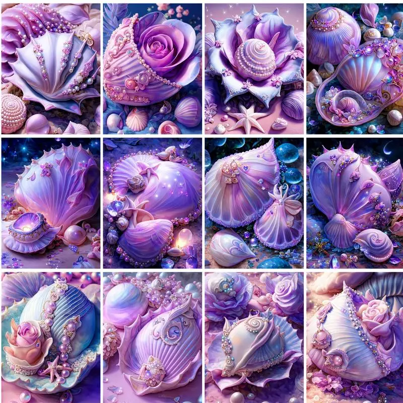 

PhotoCustom Painting By Numbers Conch Acrylic Paint By Numbers Scenery Wall Art Picture Home Decoration 60x75cm DIY Gift