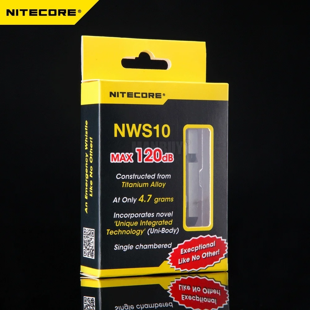 Фото Новинка: свисток NITECORE NWS10 (120 дБ) для выживания на природе, из титанового сплава, портативный, с функцией освещения, для экстренных ситуаций №1