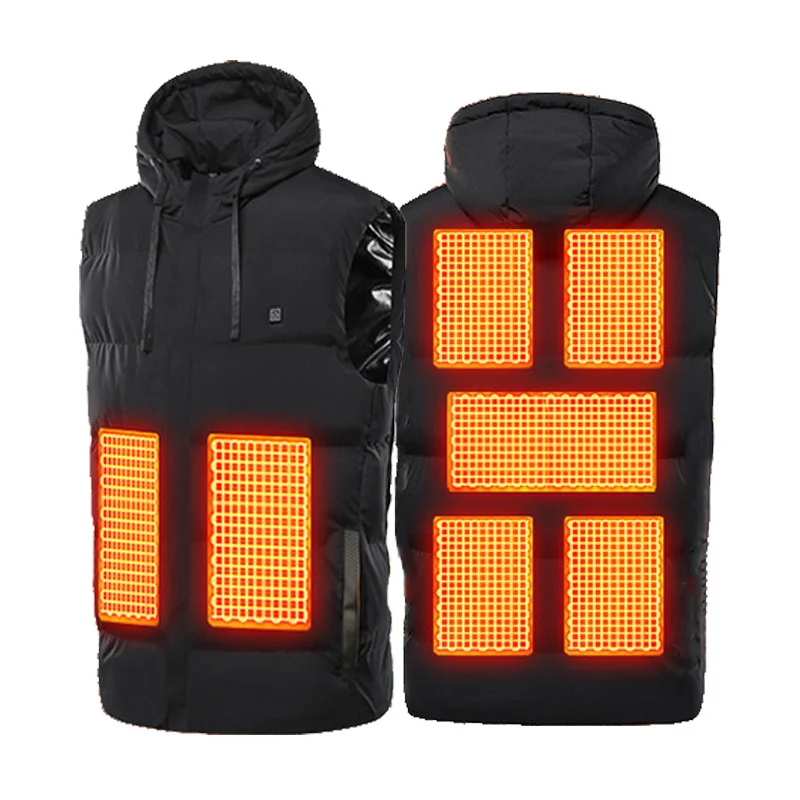 

7 Areas Heated Vest ded Men Dual Control Winter Smart Heating Vest Cotton Women Electrical USB Heated Jackets Sleeveless