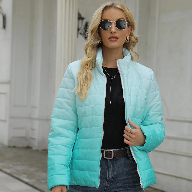 LUOYIYANG Gradient Clothes Women Pockets Fashion Casual Winter Warm Coat Parkas Winter Jacket Women 2022 Cotton Padded