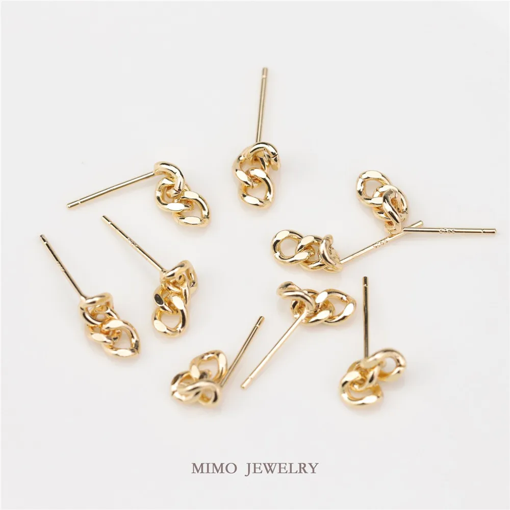 

Color copper plated gold simple European style chain 925 silver pin earrings DIY accessories