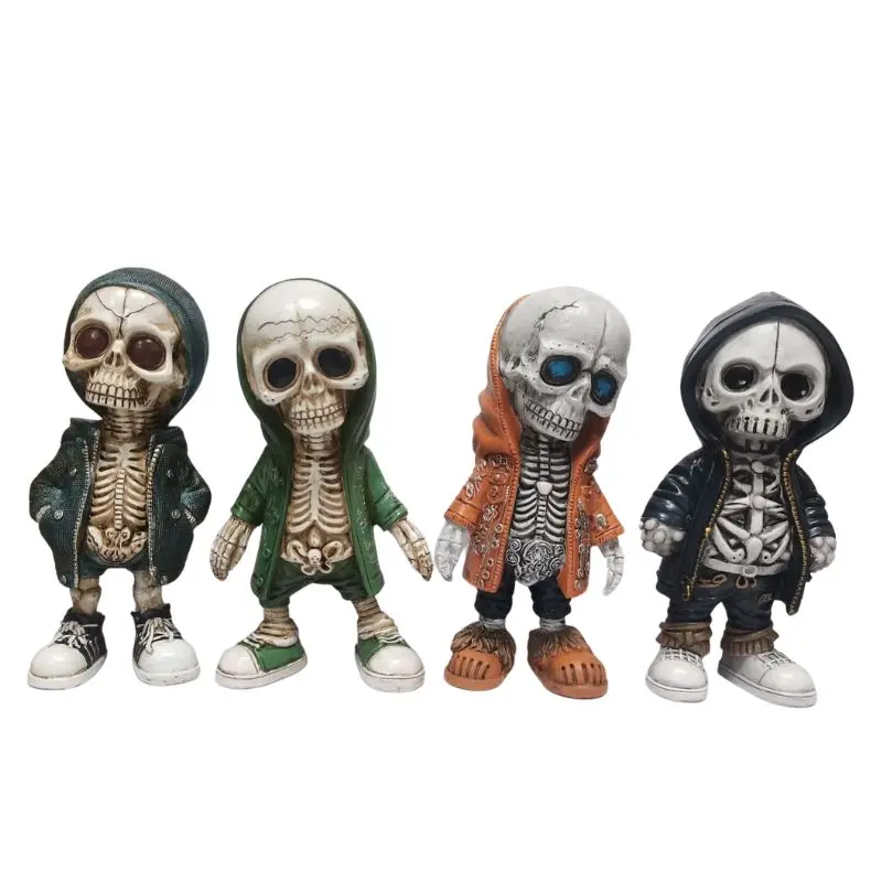 

Крутые фигурки скелета из смолы, фигурка скелета на хэллоуин, череп, ужасные украшения, украшение для автомобильной панели и стола