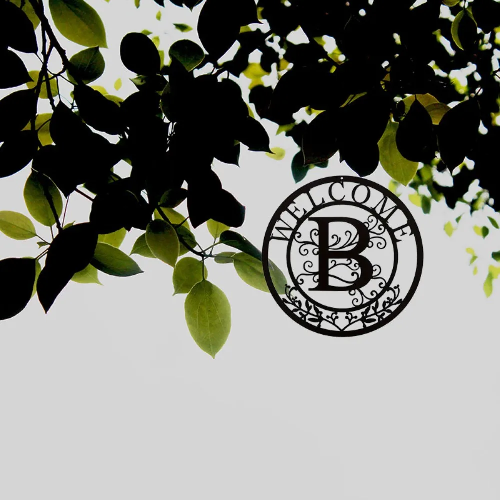 Праздничный декор 12-дюймовый жестяной знак Добро пожаловать черная Буква B