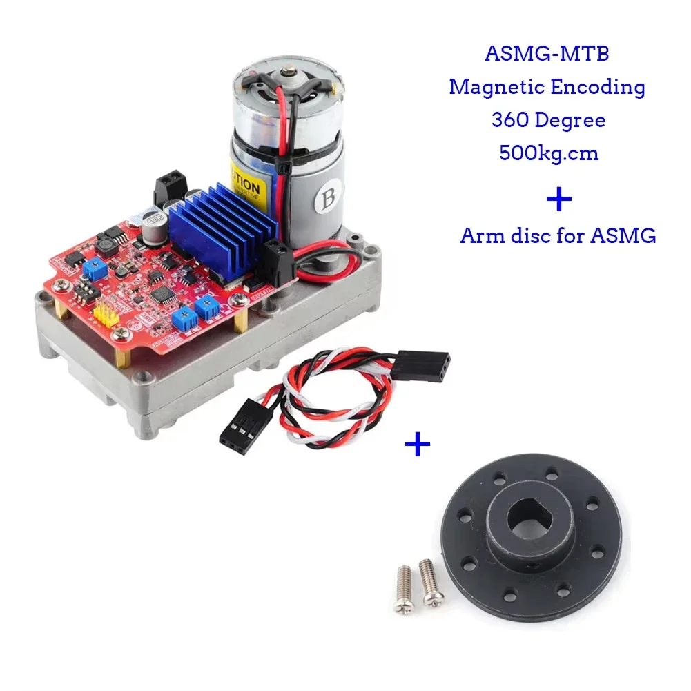 ASMG-MTB 500kg.cm Magnetic Encoding Servo 360 Degree High Torque Digital Arm Disc Large Robotic Manipulator for Robot Car