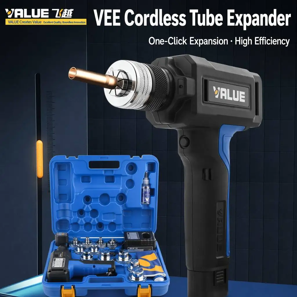 Фото Электрический расширитель труб VALUE Power Tube Expander VEE-2, полностью автоматический, с бесщеточным двигателем, литиевая батарея 7.4В 2.0Ач, промышленный класс, для систем ОВКВ и холодильного оборудования №4
