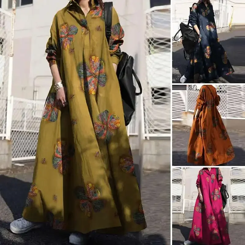 Женское платье-макси с длинным рукавом 4 цвета