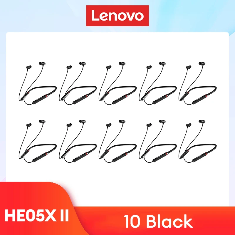 

Оригинальные 2/5/10/20 шт. Lenovo HE05X II Bluetooth наушники водонепроницаемые HIFI Звук Магнитный шейный обод гарнитура спортивные наушники