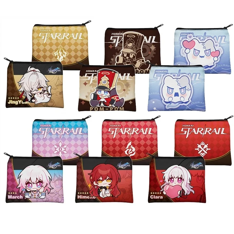 

12x10.5cm Game Honkai Star Rail JingYuan Anime Canvas Wallet Pam March 7 Himeko Portable Card Bag Cute Coin Key Storage Bag Gift