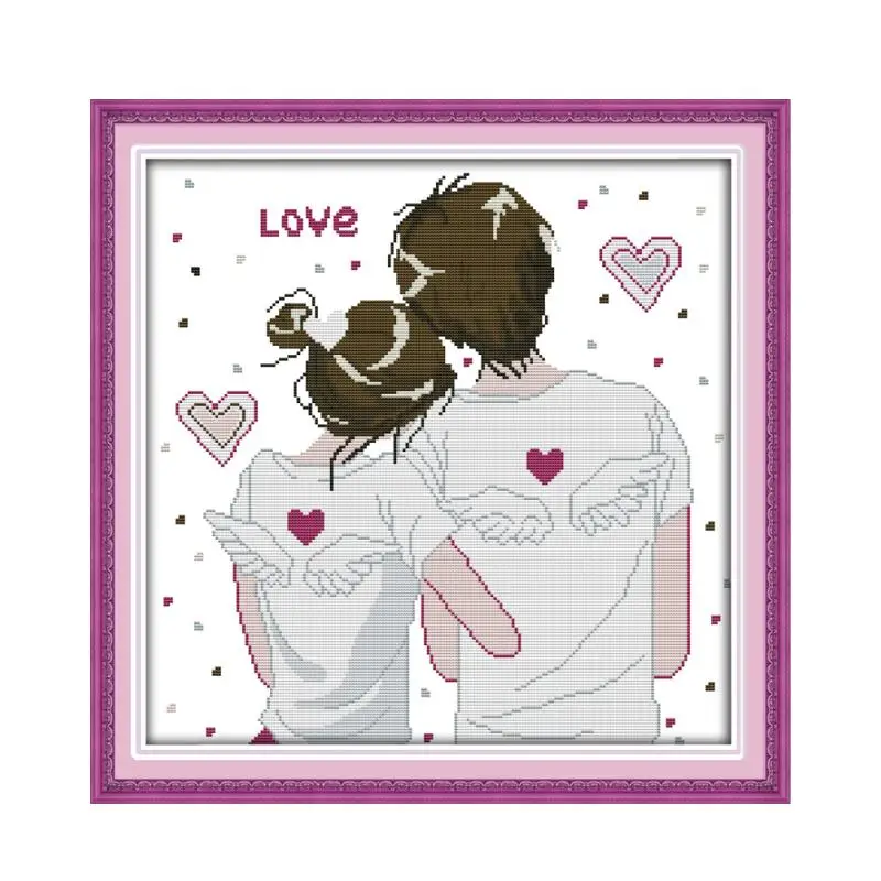 Картина моя жизнь рисунок влюбленных пар Счетный принт на ткани 14CT 11CT DMC наборы