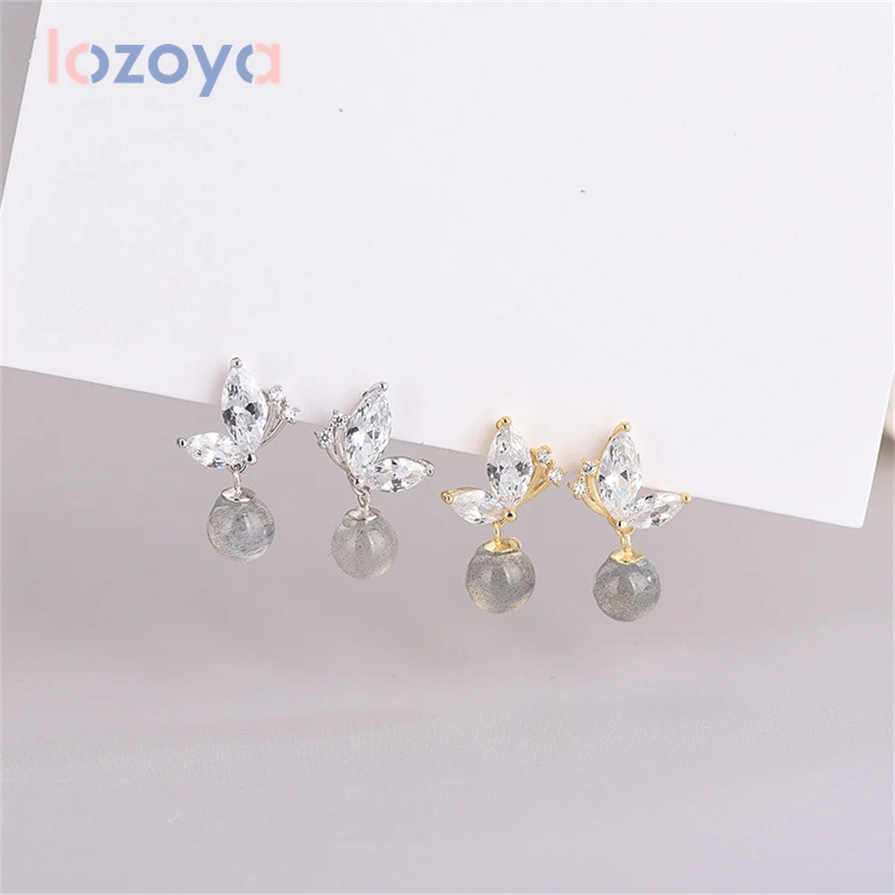 

Женские серьги из серебра 100% пробы, с лунным камнем