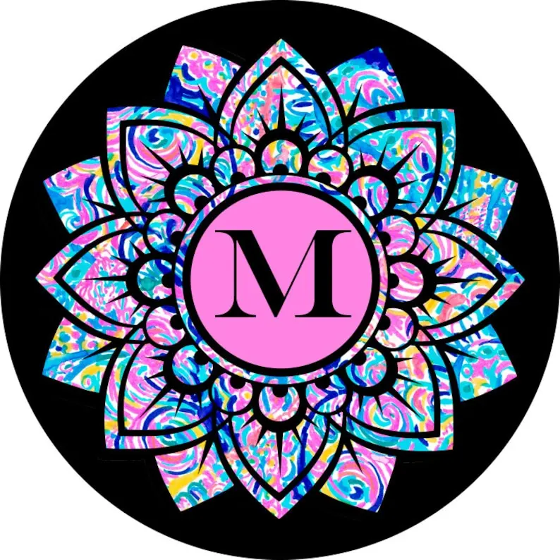 

Автомобильные аксессуары с монограммой цветов мандала, индивидуальные запасные покрышки для вашего собственного дизайна