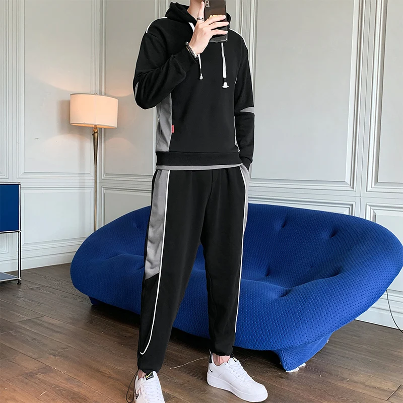 

Autumn men's sportswear casual suit with handsome hooded sweater men's clothing