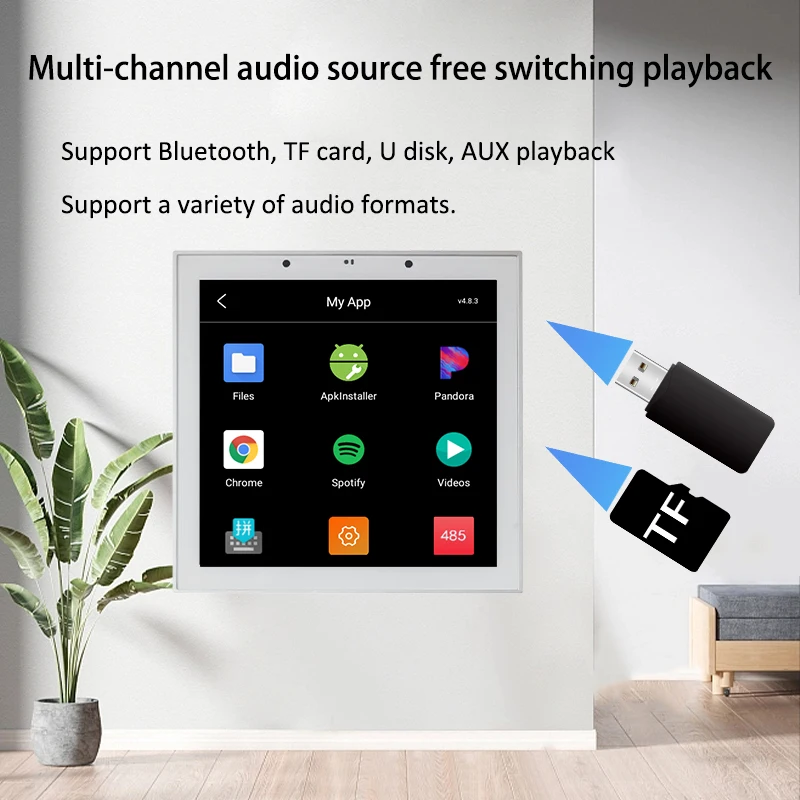 TUYA умный дом сенсорный экран WIFI Android 11 Bluetooth аудио в настенном усилителя мощность