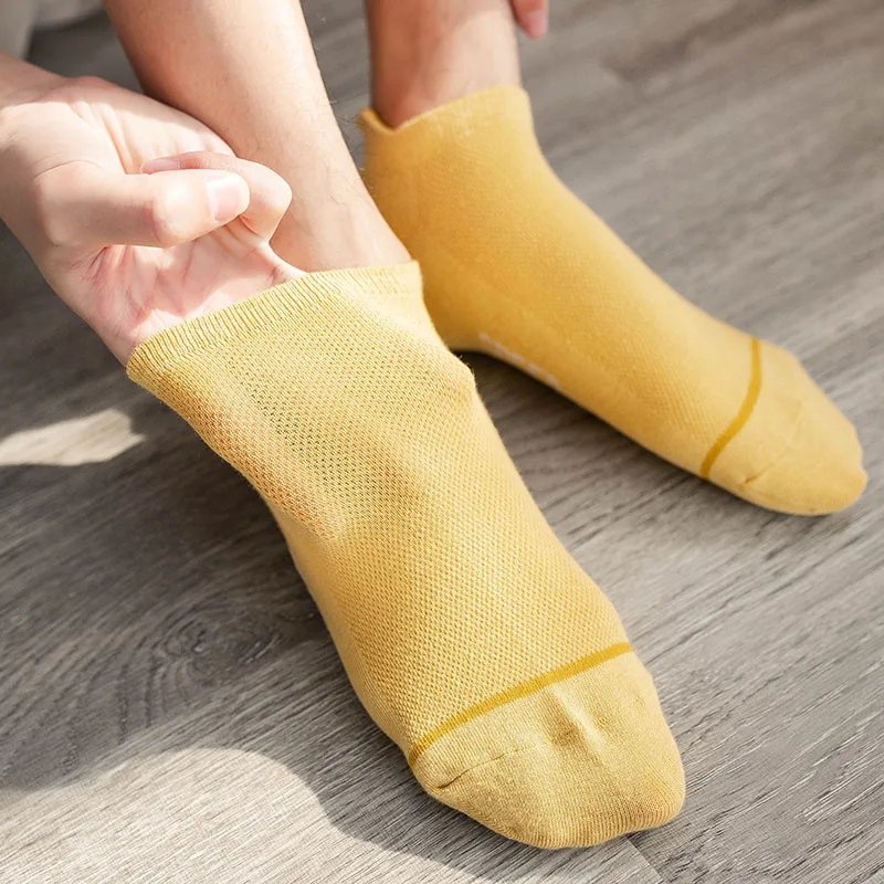 5 Pairs / Pack Men's Cotton Socks Short High Quality New Casual Breatheable Anti-Bacterial Man Ankle Socks Men