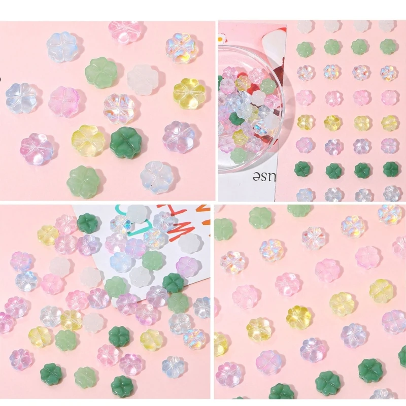 20 шт. разноцветные стеклянные глазурные клеверы очаровательные плоские