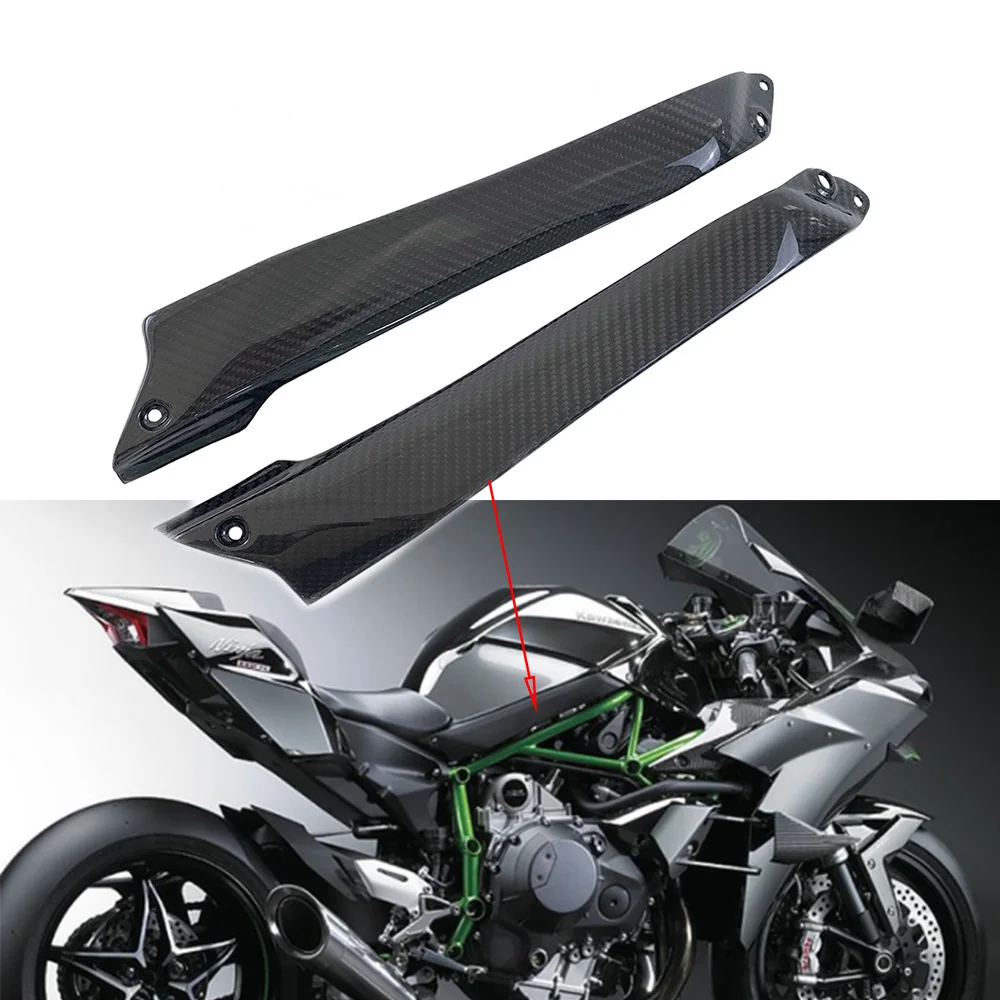 

Боковые панели бака из 100% углеродного волокна для Kawasaki H2 H2R, аксессуары для мотоциклов, комплект обтекателей 2015 2017 2018 2019 2020 2022 +