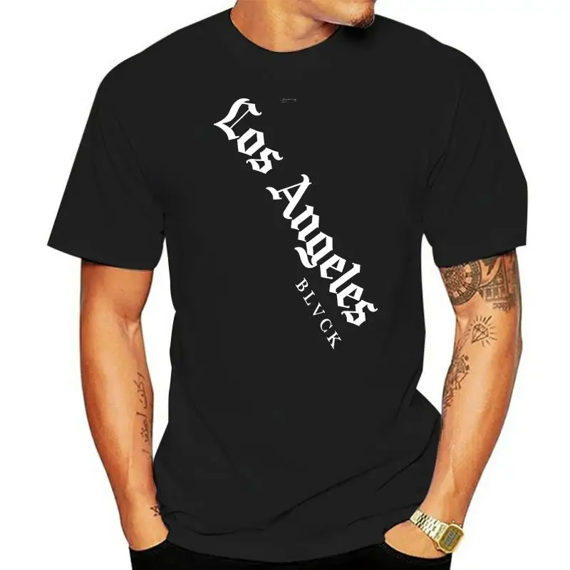 Футболка мужская черная в стиле Лос-Анджелеса модная уличная одежда черного