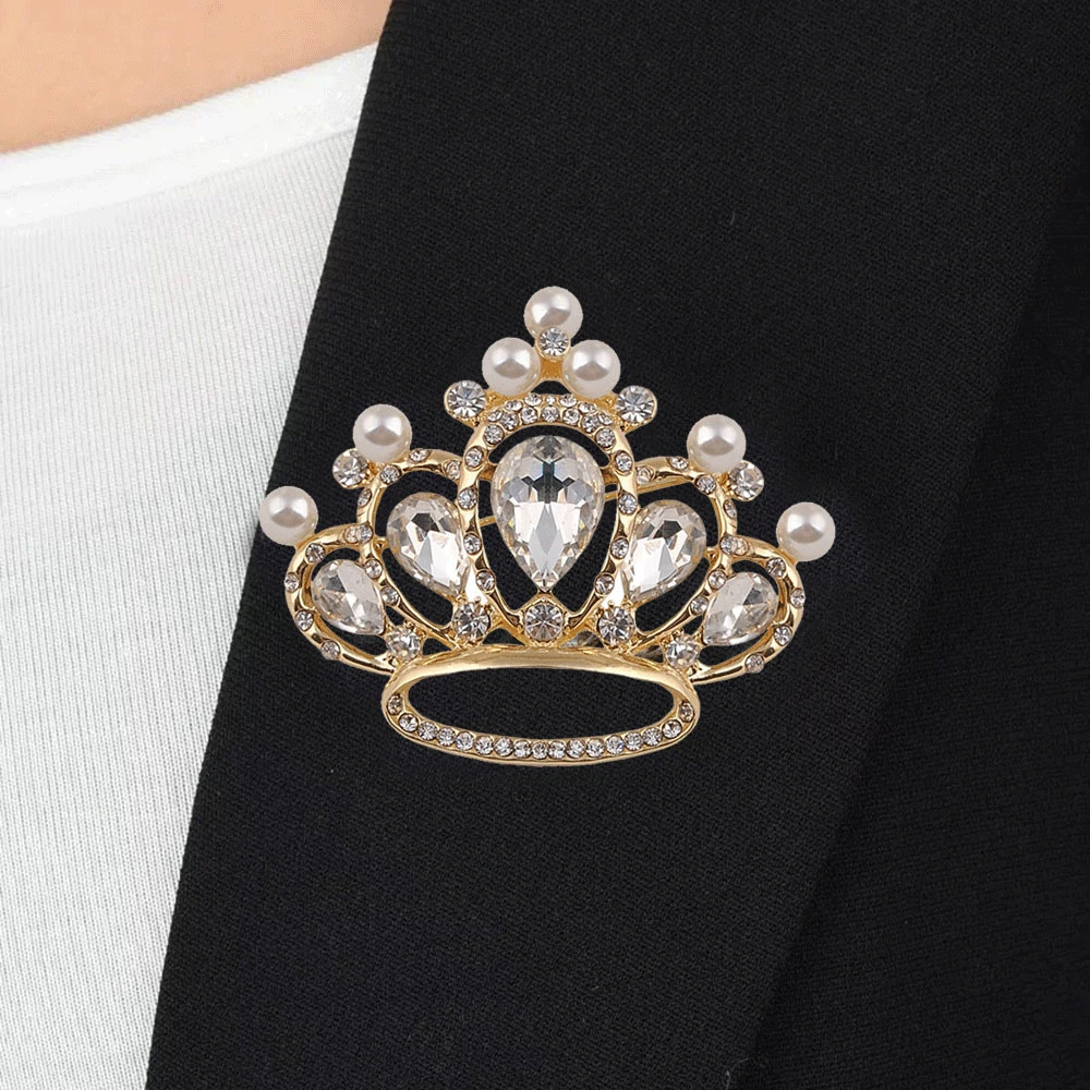

Ladies Crown Brooch Crystal Glass Engagement Wedding Brooch Mother's Day Gift