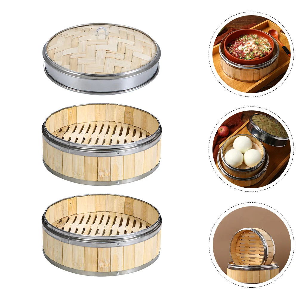 

Бамбуковая Пароварка для гульки, 1 набор, металлические края, Бамбуковая Пароварка с крышкой