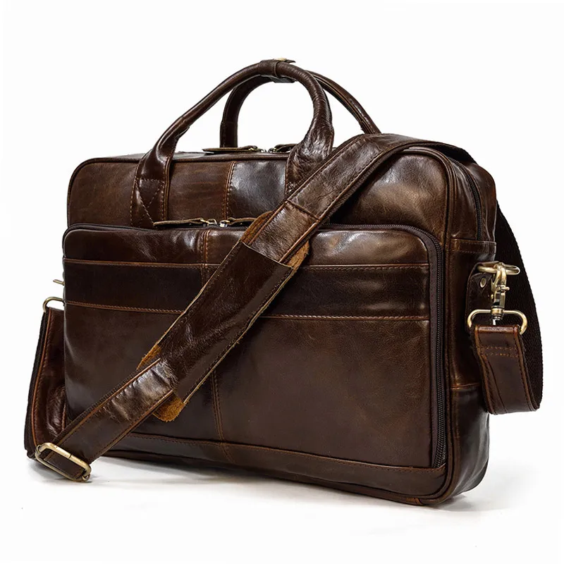 Genuine Leather Men's Handbag Male Bussiness Leather Computer Bag Men Cowhide Leather Shoulder Messenger Bag Large Briefcase