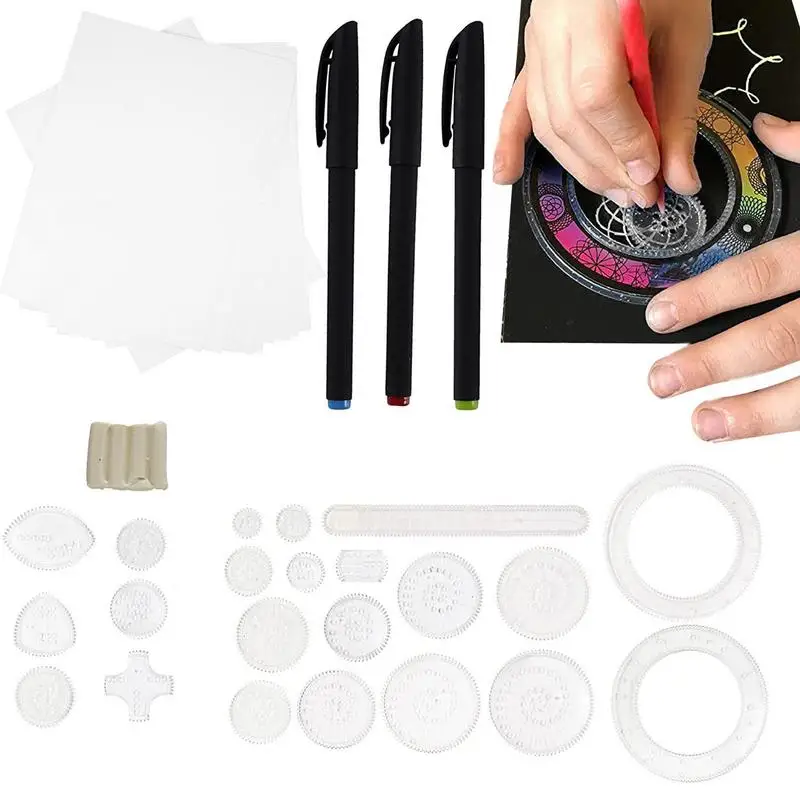 

Спиральный Набор для творчества, прозрачная Геометрическая линейка для рисования, прозрачные инструменты для рисования для детей, подростков, студентов, для творчества, закладки для открыток