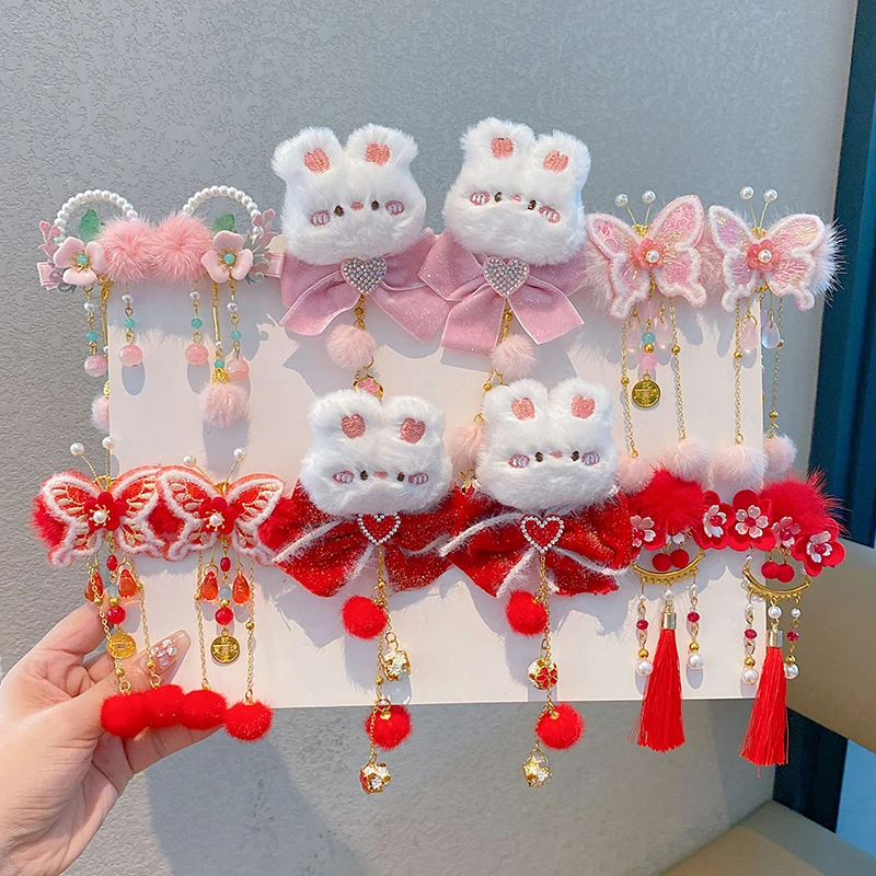 Детские новогодние заколки для волос в китайском стиле Kawaii Cheongsam Hanfu аксессуары