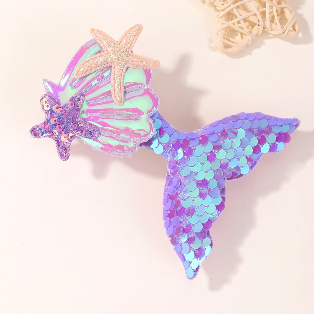 

1PC Shinying Mermaid Hairclips Girls Lovely Starfish Hairpin Baby Kids Bangs Decorative Hair Clip Cartoon Colorful Headwear