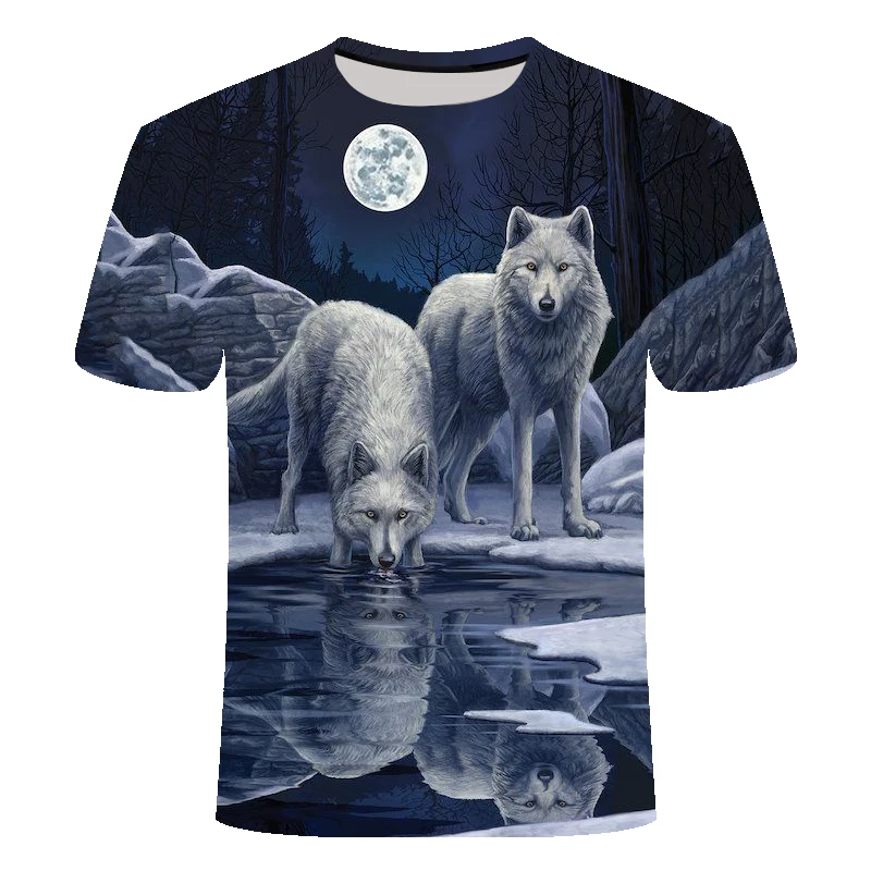 

Fashion Cool Style Wolf graphic t shirts For Men Summer Casual 3D Animal Pattern Print T-shirt Trend Hip Hop Personality t shirt