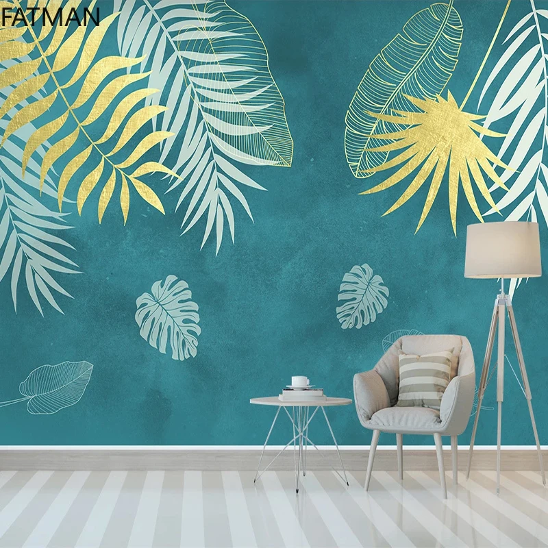

FATMAN Custom Any Size 3D Wall Murals Wallpaper Bedroom Walls Abstract Leaves Modern Kitchen Decoration Wall Painting Dropship