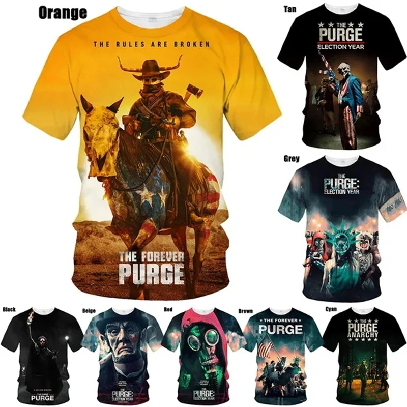 

New Summer Hot Sale The Purge Men'swomen's Fashion Slim T-shirt 3D Print T-shirt Short-sleeved T Shirt Casual Top Men's Clothing